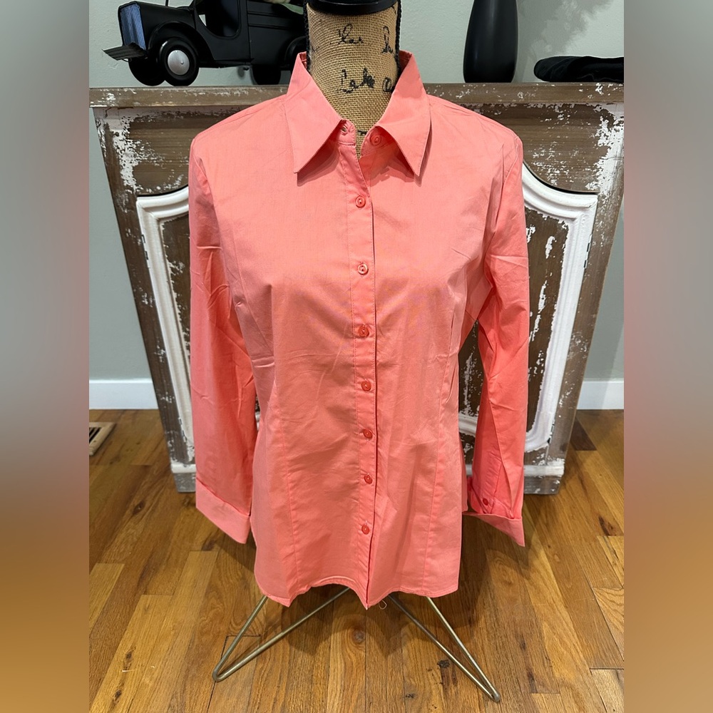 Ladies 1 XL Mojo Peach Button Down Dress Shirt